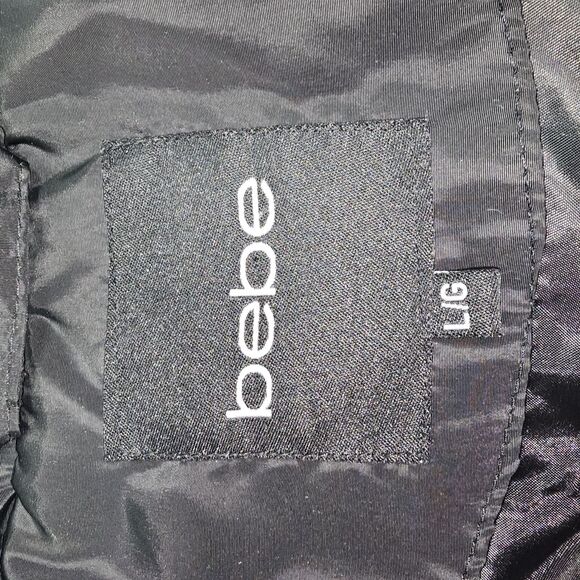 bebe Black Quilted Puffer Jacket LG | Gold Zippers | Hooded | Used - Picture 15 of 16